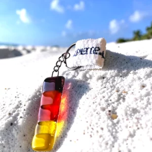 Porte-Clés en verre coloré jaune orange