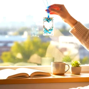 Attrape Soleil en verre coeur bleu