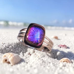 BAGUE AJUSTABLE VERRE DICHROIQUE VIOLET