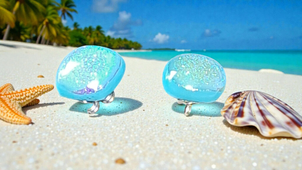 boucle verre dichroïque bleu et acier chirurgical