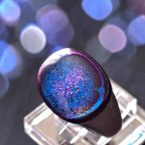 Bague argent et verre dichroique Bleu violet