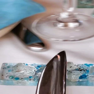 PORTE COUTEAUX VERRE ECLATS BLEU