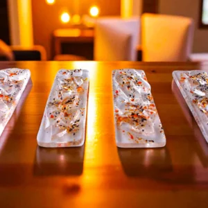 PORTE COUTEAUX VERRE ECLATS ORANGE