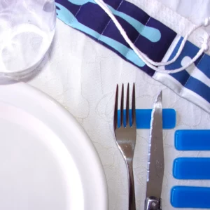 PORTE COUTEAUX VERRE OPALIN BLEU CIEL