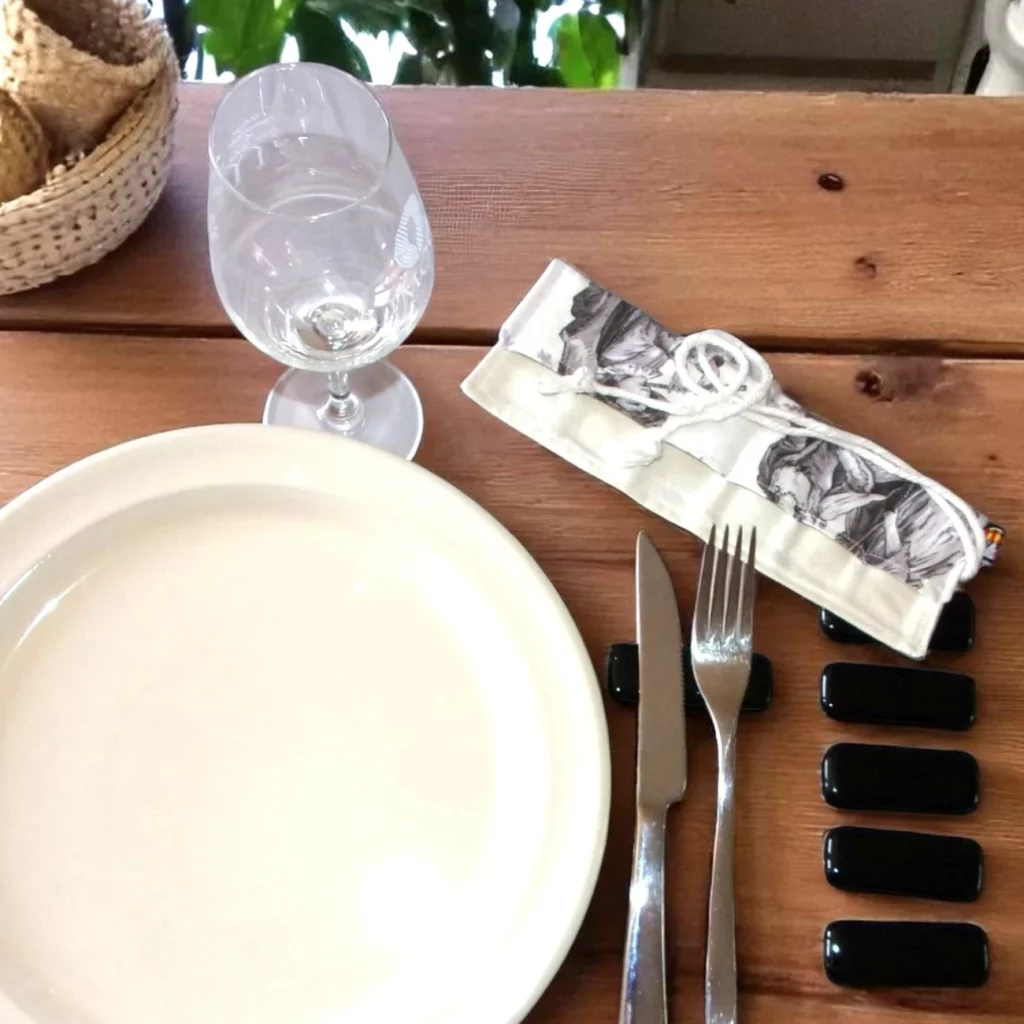 Porte Couteaux Verre noir