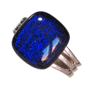 bague ajustable verre dichroique Bleu marine