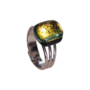 bague ajustable verre dichroique Jaune-Vert