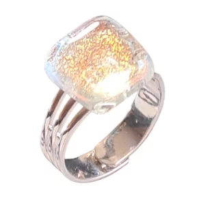 bague ajustable verre dichroique blanc