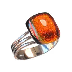 bague ajustable verre dichroique blanc