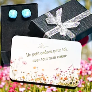 boucle puces verre dichroique bleu ciel