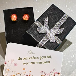 boucle puces verre dichroique dore BPD2-