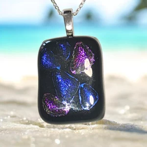 pendentif verre dichroïque multicolore