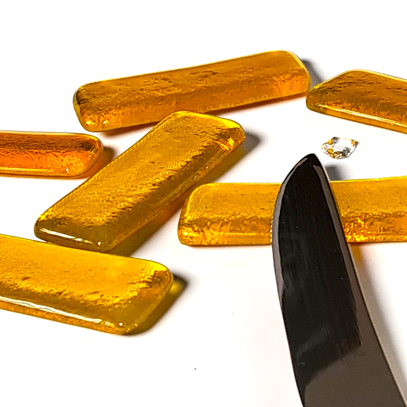 porte couteaux en verre fusing jaune transparent