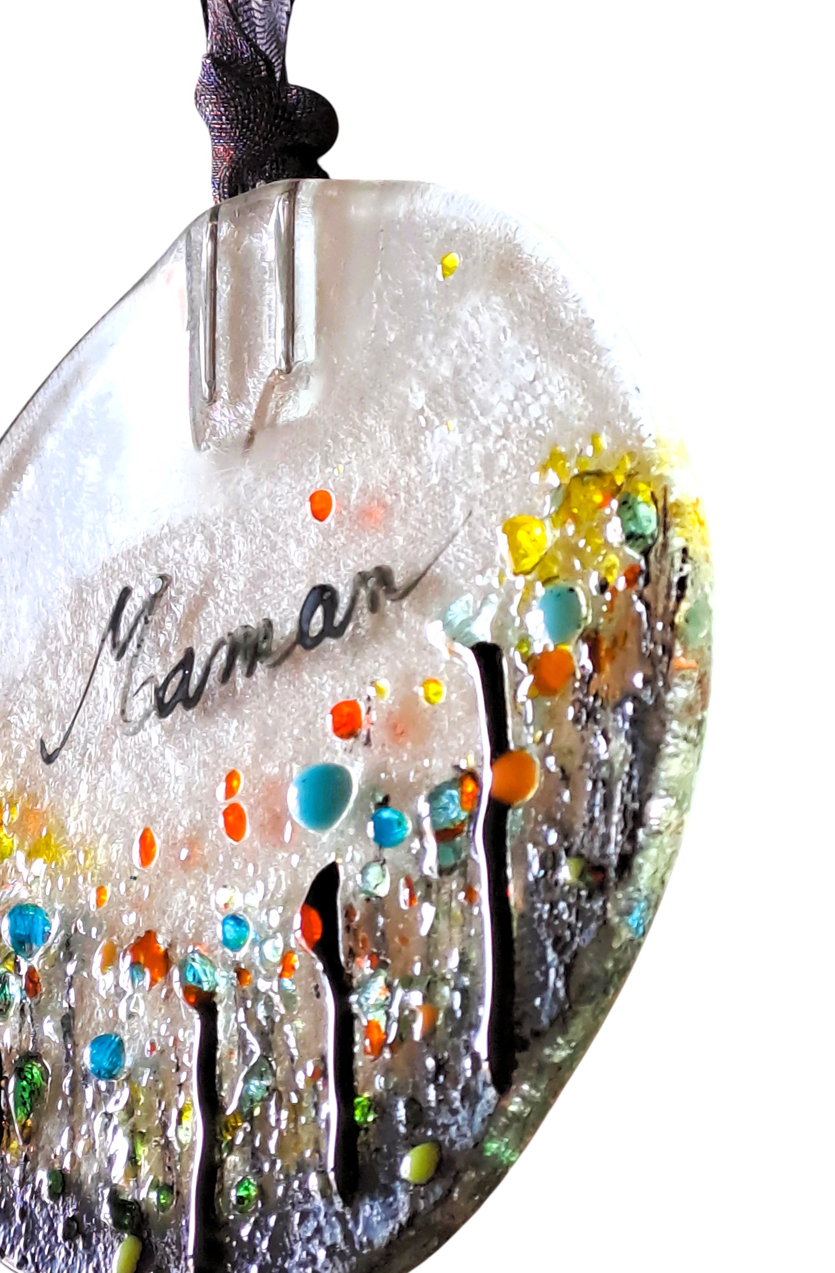 Attrape soleil cœur en verre multicolore