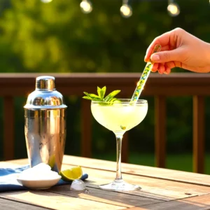 mélangeur cocktail verre jaune bleu bar maison fait main France mélangeur cocktail verre jaune bleu bar maison fait main France