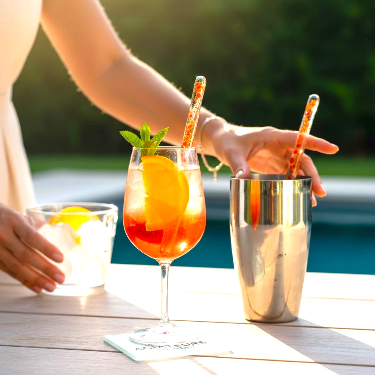 mélangeur cocktail verre orange bar maison fait main France