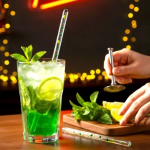 agitateur cocktail verre pois verts bar maison fait main France agitateur cocktail verre pois verts bar maison fait main France