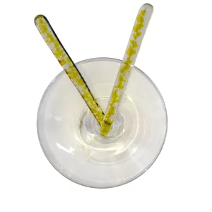 Agitateurs Cocktail en verre jaune, bleu et vert moucheté