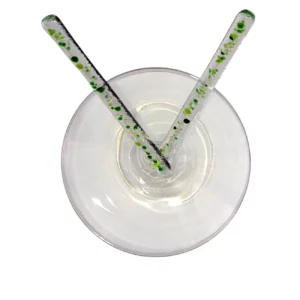 Agitateurs cocktail en verre vert moucheté
