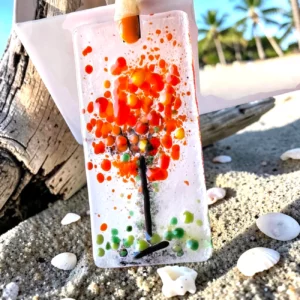 Attrape Soleil en verre fleur orange