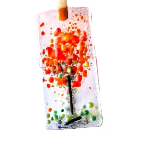 Attrape Soleil en verre fleur orange