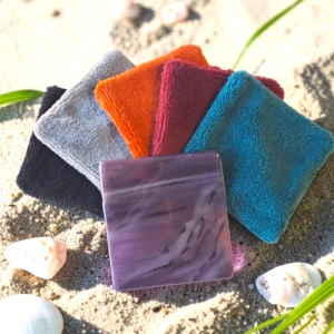 Coffret lingettes bambou multicolore support en verre