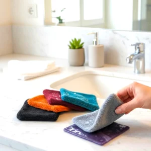 Coffret lingettes bambou multicolore support en verre