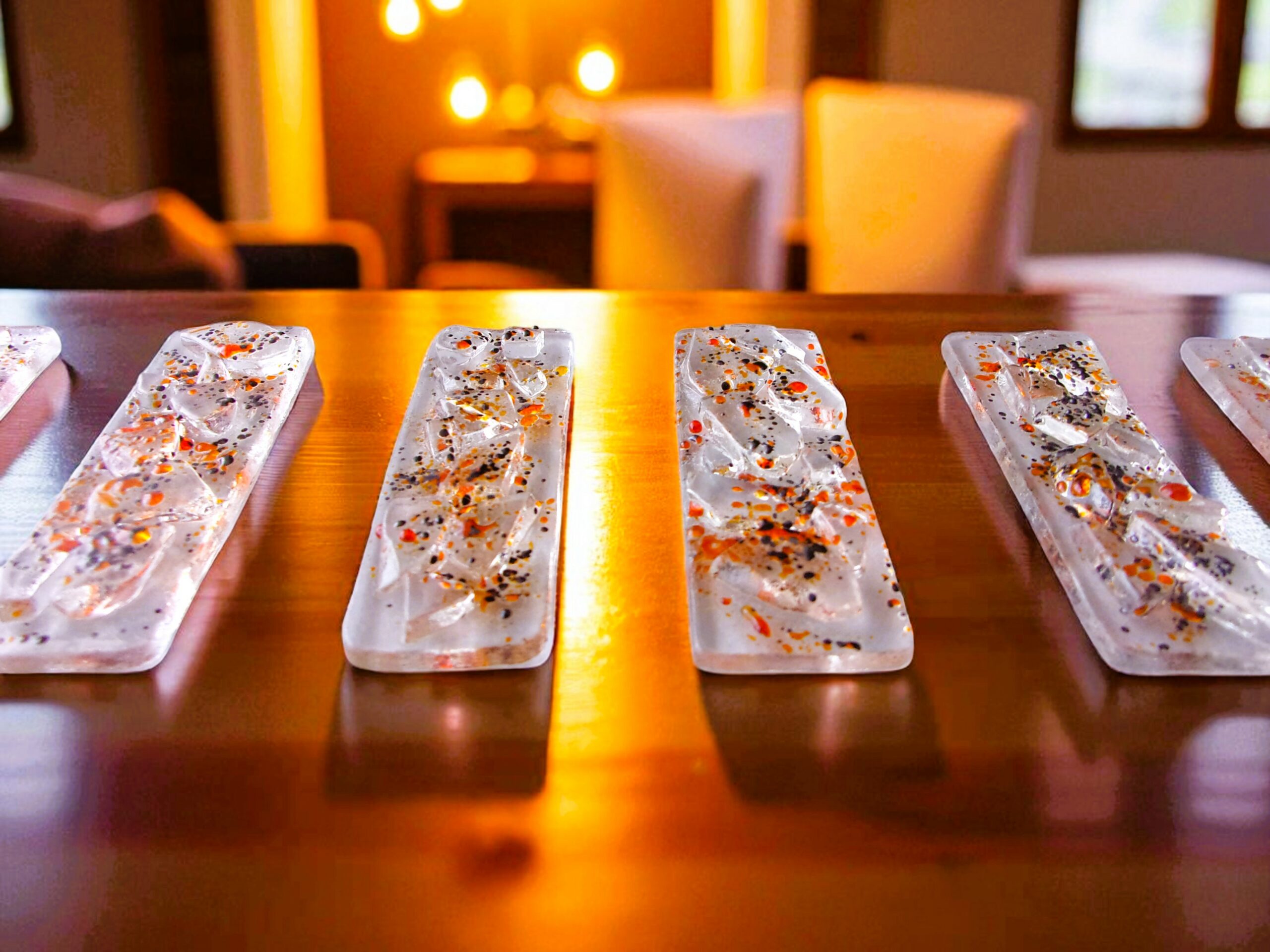 porte-couteaux verre fusionné orange fait main France lot 6