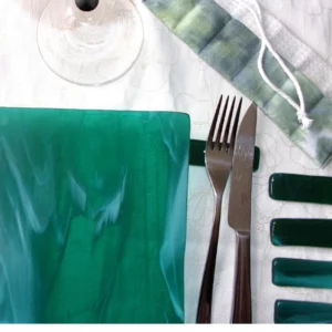 porte-couteaux verre vert art de la table fait main
