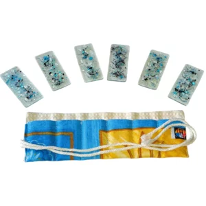 étui tissu fait main porte-couteaux verre fusionné bleu étui tissu fait main porte-couteaux verre fusionné bleu