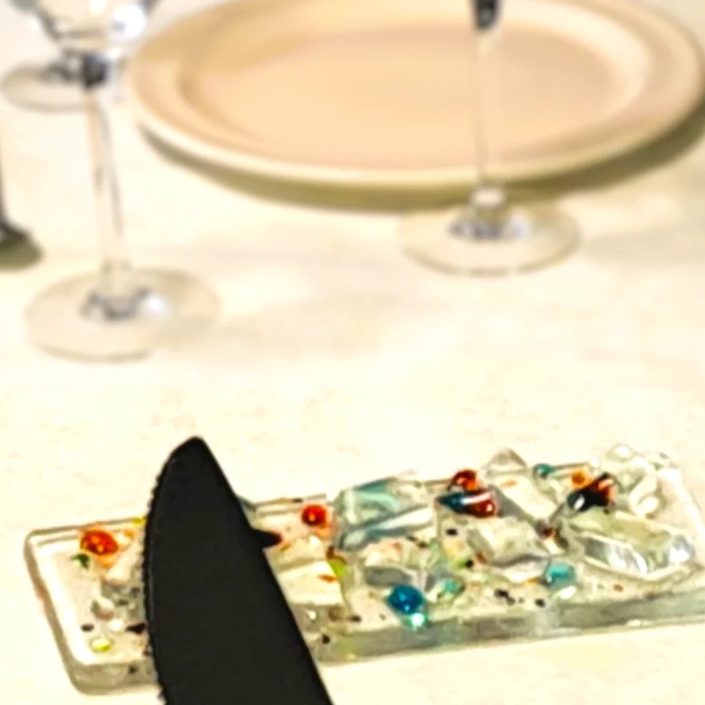 porte couteaux verre multicolore