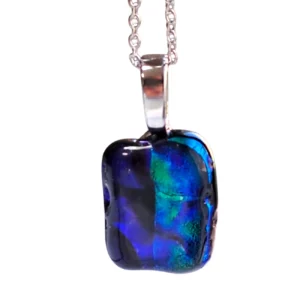 Pendentif Verre Dichroïque Bleu Vert