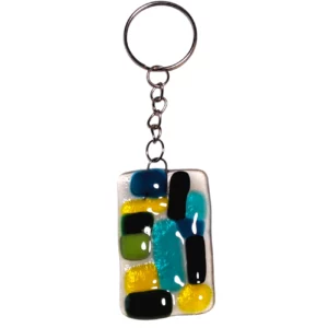 Porte Clés Verre Jaune Bleu