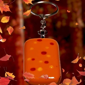 Porte-clés verre fusionné orange pois jaune