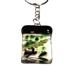 Porte Clés Verre Vert Feuille