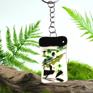 Porte Clés Verre Vert Feuille