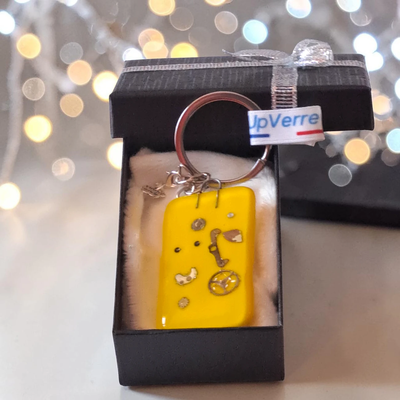 Porte clés Verre fusing Mécanisme montre