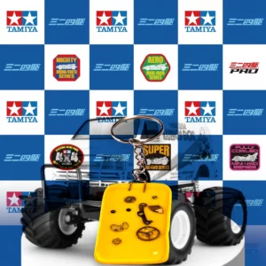 Porte clés en verre jaune - mécano