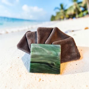 lingettes démaquillantes éponge bambou et support en verre