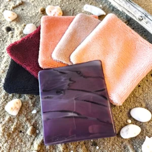 Coffret lingettes bambou multicolore support en verre