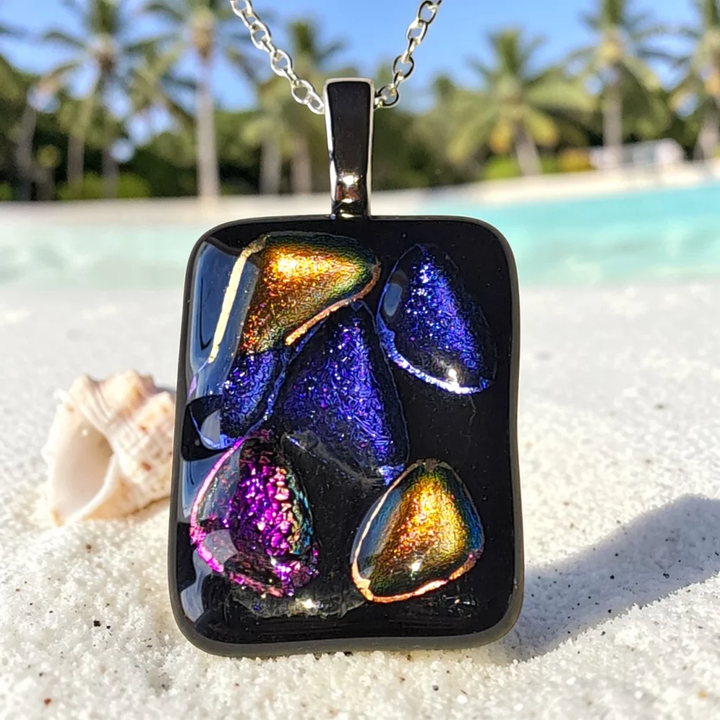 pendentif verre  multicolore