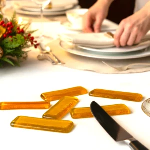 porte couteaux en verre fusing jaune transparent