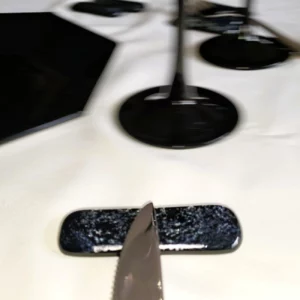 porte couteaux verre emmaillé couleur argent