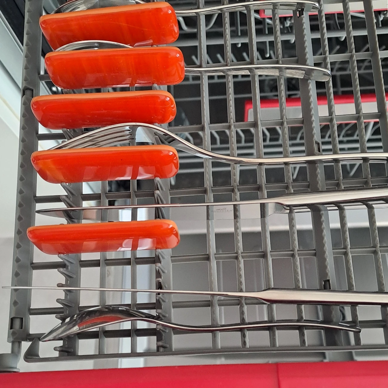 porte-couteaux verre opalin orange lavable lave-vaisselle