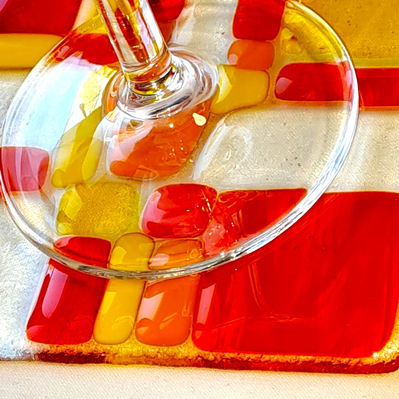 sous-verre verre fusionné orange fait main France Spectrum Oceanside