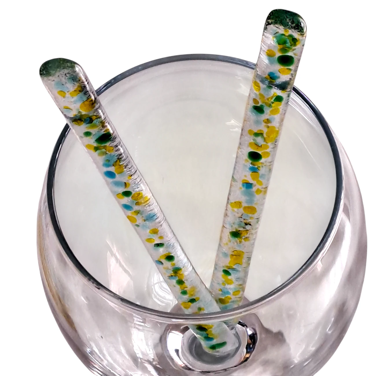 agitateur touillette verre 14 cm coloré jaune bleu Spectrum Oceanside