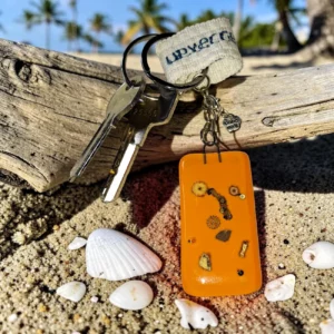 Porte clés original en verre plage artisanal