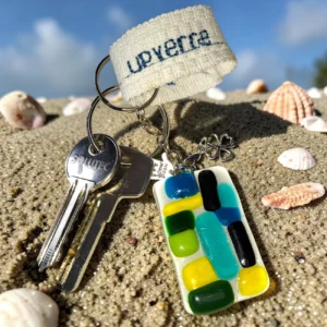 Porte clés original en verre artisanal