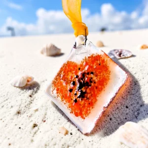 attrape-soleil cœur orange verre fait main France