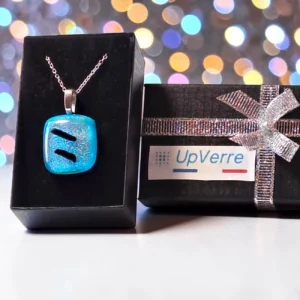 Pendentif Verre Dichroïque Bleu Cadeau fête des mères Pendentif Verre Dichroïque Bleu Cadeau fête des mères